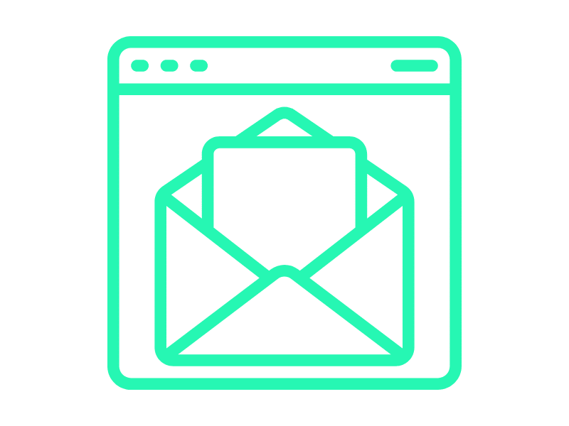 Selain ruutu, jossa avatun kirjekuoren ikoni, artikkelit ja blokirjoitukset kuvituskuva.