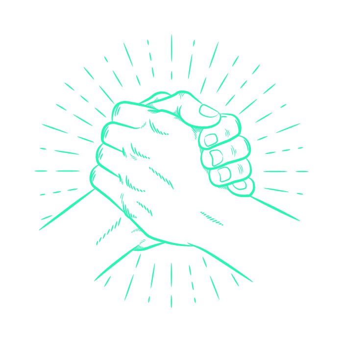 Vahva kädenpuristus, joka säteilee voimakkuutta, kustannustehokas kumppani kuvituskuva.