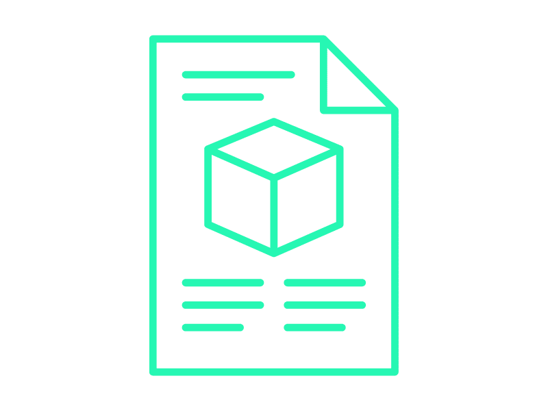 A4 tuote-esite, jossa tekstiä ja tuotekuva, tuote ja palvelukuvausten kuvituskuva.