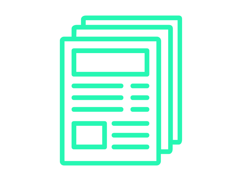 Uutiskirjeitä läjässä, uutiskirje ja sähköpostimarkkinoinnin kuvituskuva.