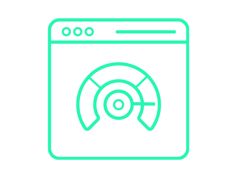 Selainruutu ja tehokkuusmittari, suorituskykyanalyysia kuvaava kuvituskuva.