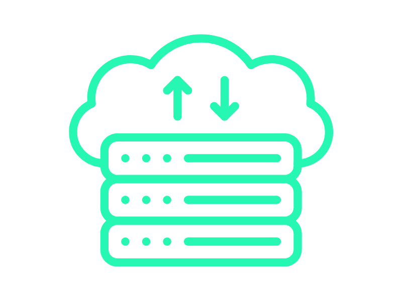 Web-hotelli palvelin keskustelee pilviverkon kanssa, kuvituskuva.