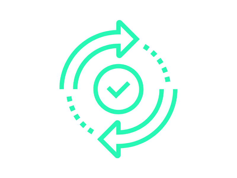 Nuolet pyörivät ympyrää ja check merkki keskellä, teeman ja lisäosien päivitysten kuvituskuva.
