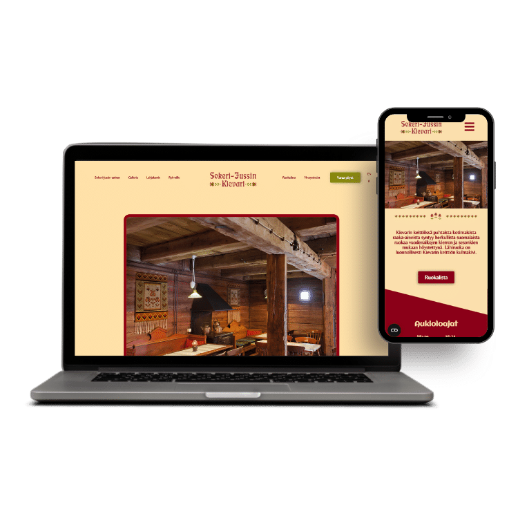 Ravintola-sokeri-jussin-kievari-kotisivut-laptop-ja-mobiili-näkymä