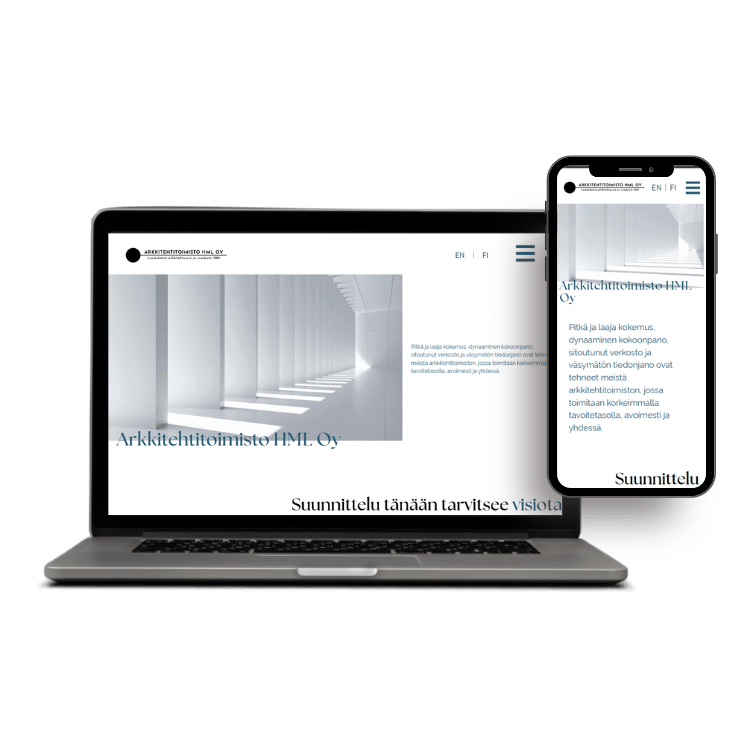 arkkitehtitoimisto-hml-oy-verkkosivut-laptop-ja-mobiili-näkymä