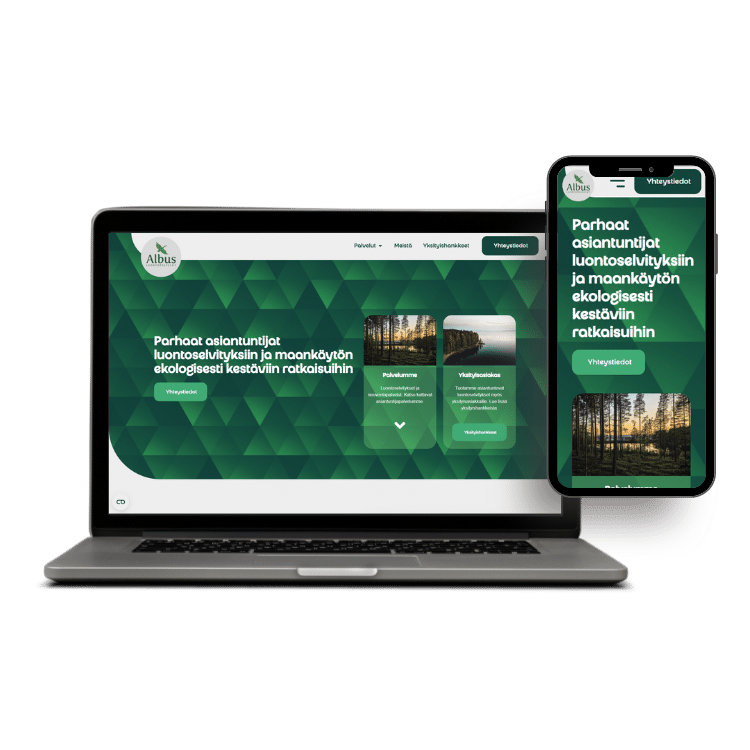 Albus luontopalvelut verkkosivut-laptop-ja-mobiili-näkymä
