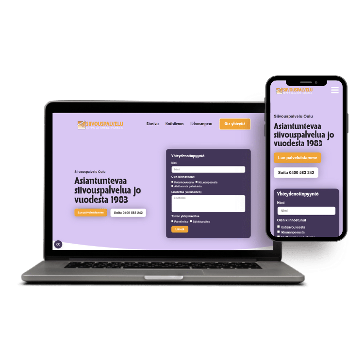 Siivouspalvelu Nokela verkkosivut-laptop-ja-mobiili-näkymä